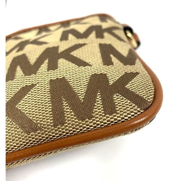 Michael Michael Kors Jet Set Wristlet Wallet Brown Canvas Leather Trim 6"x4" - Picture 6 of 15